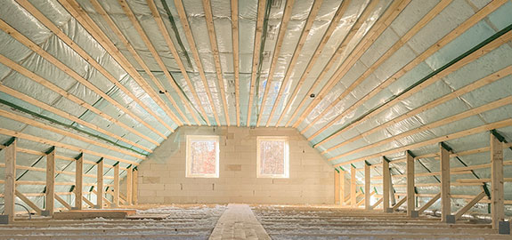 Snedtak med lösullsisolering